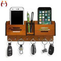 Wooden Double Pocket Mobile & Key Holder Wall Mount