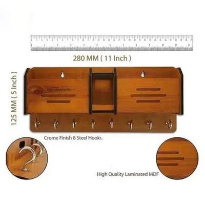 Wooden Double Pocket Mobile & Key Holder Wall Mount