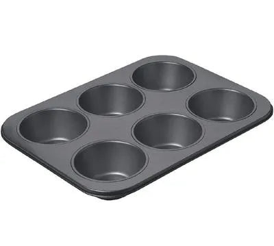 6-Cup Nonstick Muffin Pan Black Stainless Steel