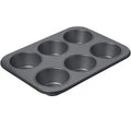 6-Cup Nonstick Muffin Pan Black Stainless Steel