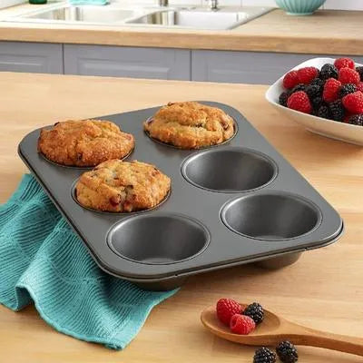 6-Cup Nonstick Muffin Pan Black Stainless Steel
