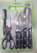 6 in 1 Stainless Steel Knives Set– For meat, bread, fruits, and vegetables | Kitchen Knife Set with Scissors, Peeler & Cutting Board – All-in-One Cooking Essentials with Ergonomic Handles & Sharp Stainless Steel Blades