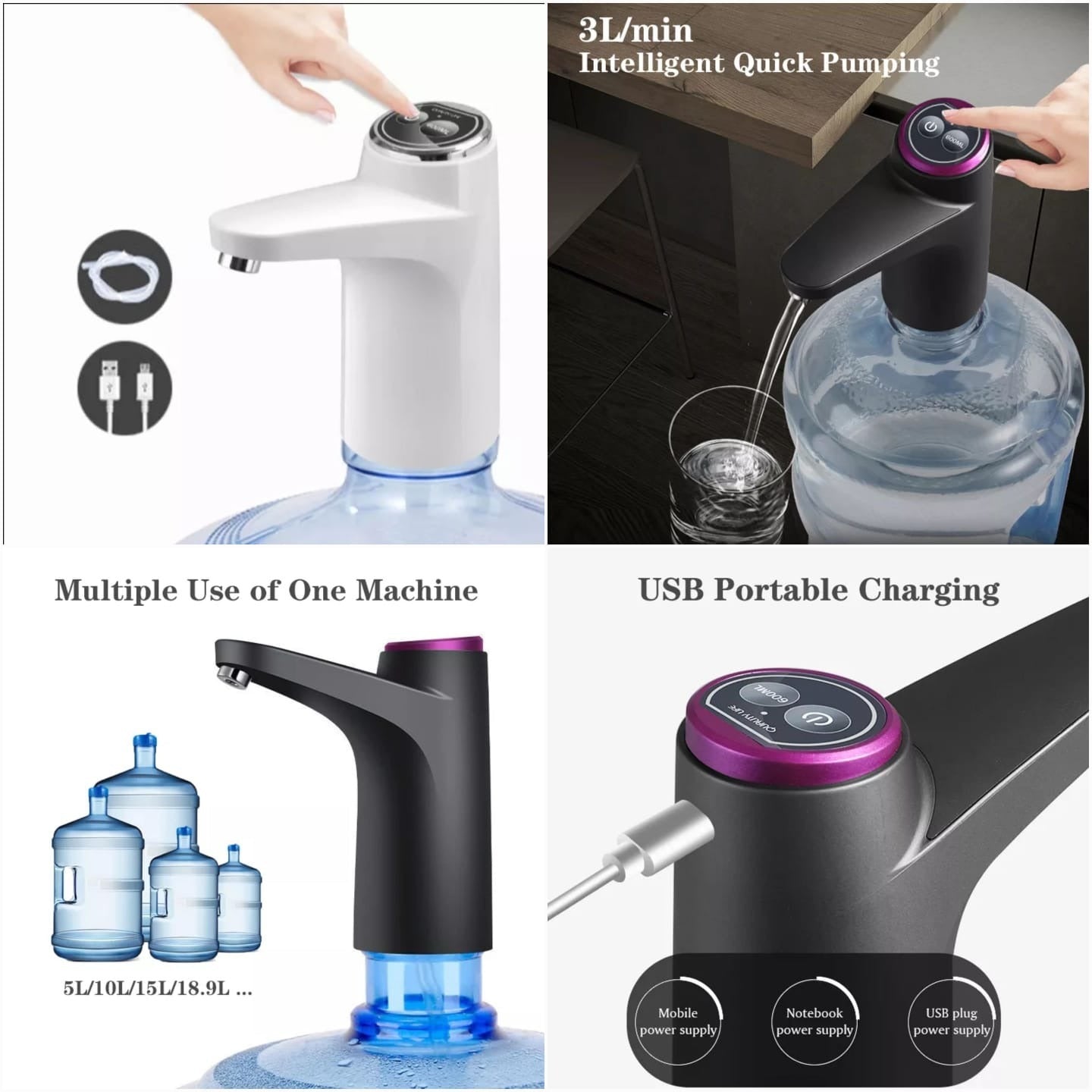 Touch Intelligent Electric Water Pump – Rechargeable Automatic Dispenser For Bottled Water With One -Touch