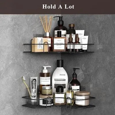 Stainless Steel Bathroom Corner Rack Black Compact