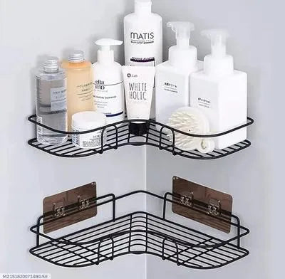 Stainless Steel Bathroom Corner Rack Black Compact