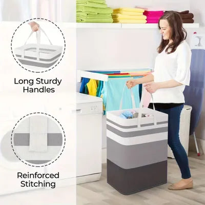 Multicolor Foldable Laundry Basket 20x12 Inches