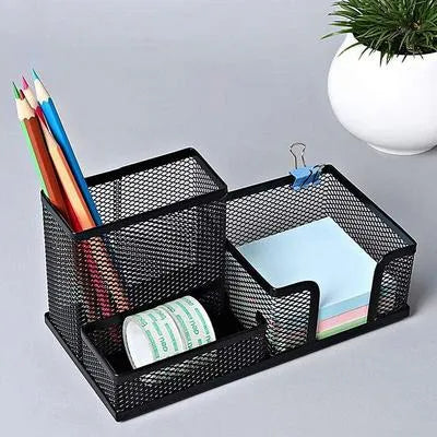 Black Mesh Desk Organizer with 4 Compartments